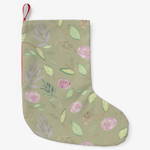 Meia De Natal Pequena Flores Festivas em Aquarela 5