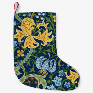 Meia De Natal Pequena Flores Grandes Florais: Vintage Verde Escuro