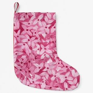 Meia De Natal Pequena Flores lilases de aquarelas: fundo floral rosa