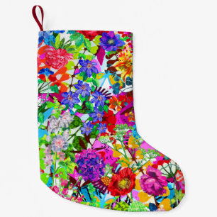 Meia De Natal Pequena Flores mágicas coloridas fofas
