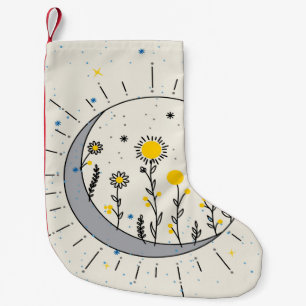 Meia De Natal Pequena Flores planeiam o sol e a arte gráfica da lua