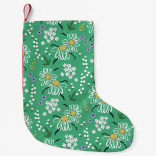 Meia De Natal Pequena Flores Retro, Padrão Botânico Sem Costura.