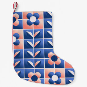 Meia De Natal Pequena Flores retrorestilizadas: padrão mosaico.