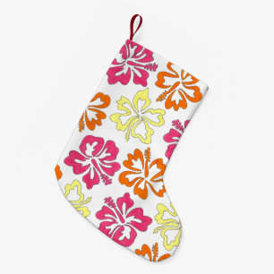 Meia De Natal Pequena Flores tropicais havaianas de Hibiscus Floral Luau