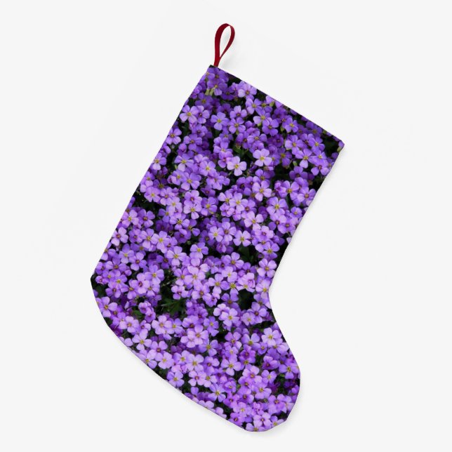 Meia De Natal Pequena Flores Violetas (Frente (Pendurada))