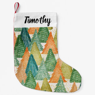 Meia De Natal Pequena Floresta Colorida de Árvores de Natal Evergreen