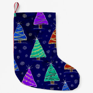 Meia De Natal Pequena Floresta de árvores de Natal desenhada no estilo