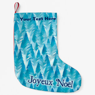 Meia De Natal Pequena Floresta Fractal Azul - Joyeux Noël