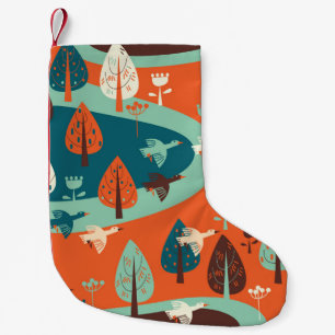 Meia De Natal Pequena Floresta Gesa: Cena Natureza da Vintagem