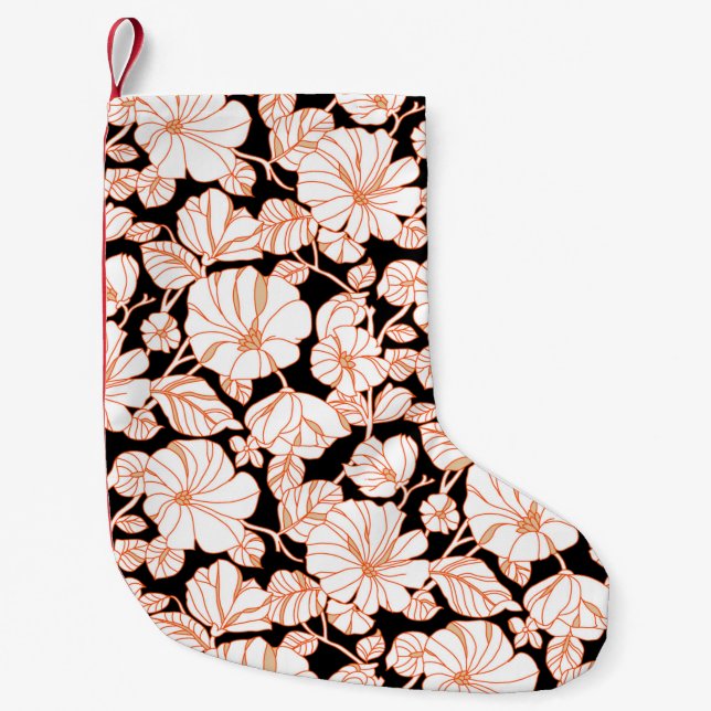 Meia De Natal Pequena flower art design (Frente)