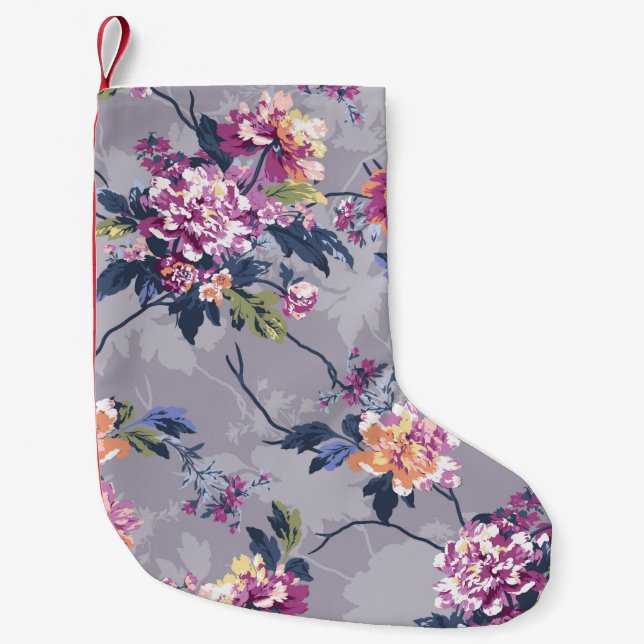 Meia De Natal Pequena flower pattern design textile illustrationart, bac (Frente)
