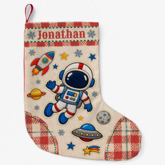 Meia De Natal Pequena Foguete Espacial Crianças Bonitos Nome Personaliza