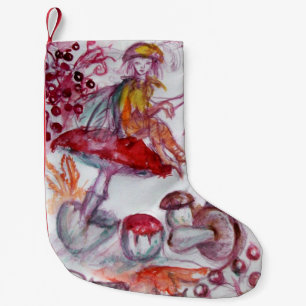 Meia De Natal Pequena FOLHA MÁGICA DE MUSHROOMS Fantasia Branca Vermelha