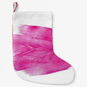 Meia De Natal Pequena Folha rosa Shimmering: Abstrato de Aquarela