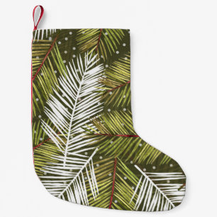 Meia De Natal Pequena Folhas de Aquarela Verde: Ilustração Invisível