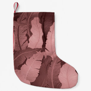 Meia De Natal Pequena Folhas de Banana Dourada rosa: Luxo