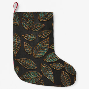 Meia De Natal Pequena Folhas de cobre: textura preta do grunge.
