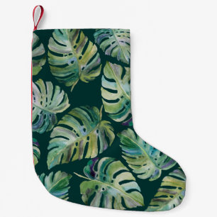 Meia De Natal Pequena Folhas de monstera exótica de plantas tropicais.