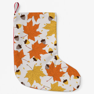 Meia De Natal Pequena Folhas de outono, design de colheita sem costura.