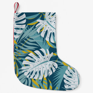 Meia De Natal Pequena Folhas tropicais coloridas, padrão abstrato origin