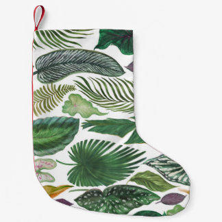 Meia De Natal Pequena Folhas tropicais: fundo sem costura de aquarela