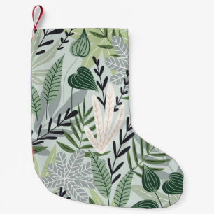 Meia De Natal Pequena Folhas Tropicais: Impressão de Vintage Desenhado À