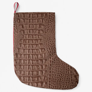 Meia De Natal Pequena Formas de couro castanho fecham macroski
