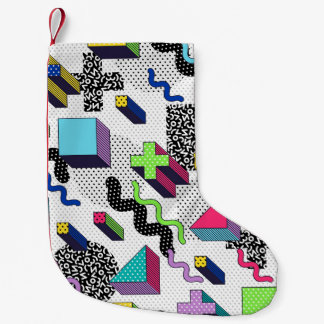 Meia De Natal Pequena Formas geométricas multicolores, padrão retrorrefl