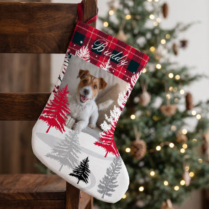Meia De Natal Pequena Foto de animal de estimação personalizada com nome