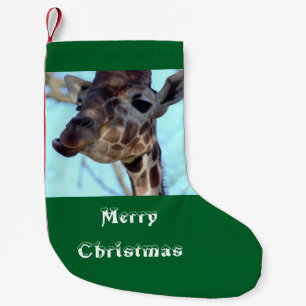 Meia De Natal Pequena Foto do girafa do Feliz Natal