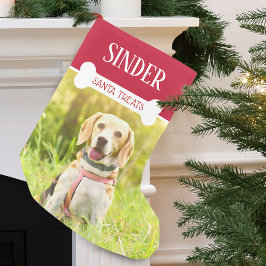 Meia De Natal Pequena Foto e Nome de Cachorro Personalizados Divertidos