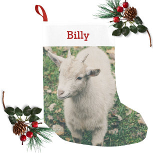 Meia De Natal Pequena Foto e nome personalizados de Pet Goat Lover