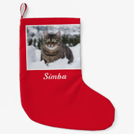 Meia De Natal Pequena Foto Personalizada de Cat Personalizada