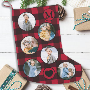 Meia De Natal Pequena Foto personalizada divertida do bebê Xadrez verme