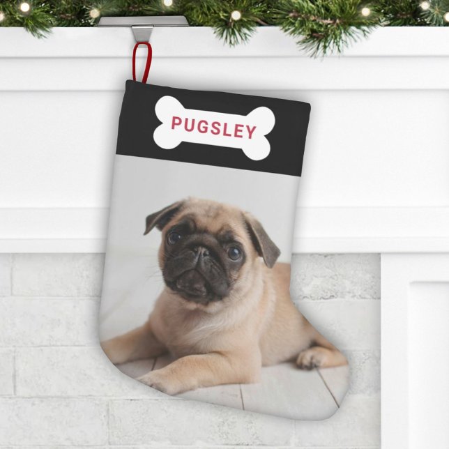 Meia De Natal Pequena Foto personalizada do cão de estimação (Criador carregado)