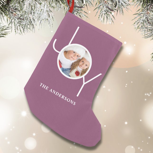 Meia De Natal Pequena Foto personalizada - Natal roxo (Criador carregado)