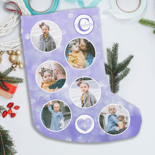 Meia De Natal Pequena Foto personalizada Púrpura bebê
