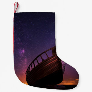 MEIA DE NATAL PEQUENA FOTOGRAFIA DE SILHOUETTE DO NAVIO DE NAVEGAÇÃO N