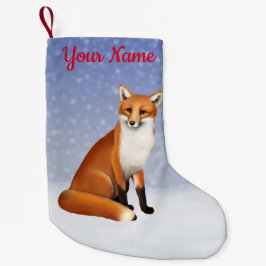 Meia De Natal Pequena Fox vermelho na meia do Natal da neve