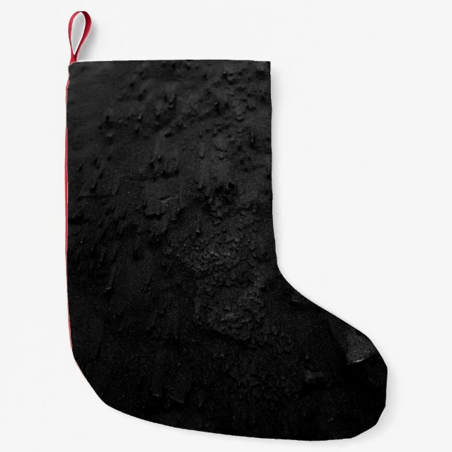 Meia De Natal Pequena Fragmento de pedra negra e cinza (Frente)