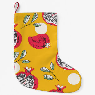 Meia De Natal Pequena Fruta De Garnet: Padrão De Vintagem Desenhado À Mã