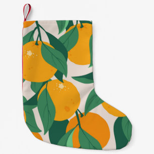 Meia De Natal Pequena Frutas de laranja e folhas sem soldadura