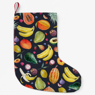 Meia De Natal Pequena Frutas Tropicais: Padrão De Multifrutíferos Por Co