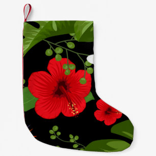 Meia De Natal Pequena Fundo de Flores Tropicais 4
