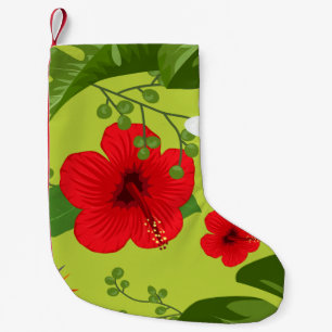 Meia De Natal Pequena Fundo de Flores Tropicais 6