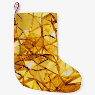 Meia De Natal Pequena Fundo de metal ouro tridimensional geométrico
