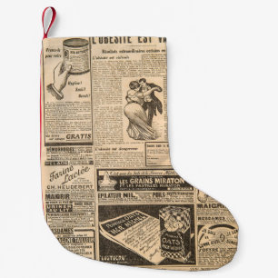 Meia De Natal Pequena Fundo de papel usado. Páginas de jornal antigo com