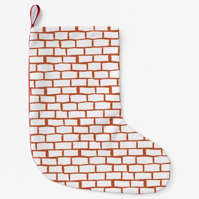 Meia De Natal Pequena fundo de textura de tijolos (Frente)