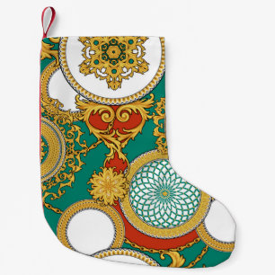 Meia De Natal Pequena Fundo decorativo com arabesqu elegante ouro