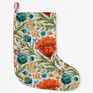 Meia De Natal Pequena Fundo do motif de flor aquática. Mão pintada e